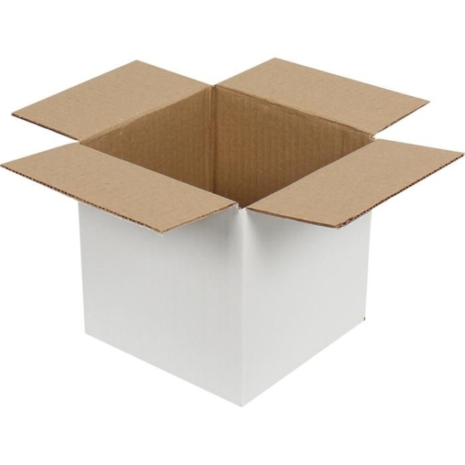 15x15x15cm Single Corrugated Box - White - 1