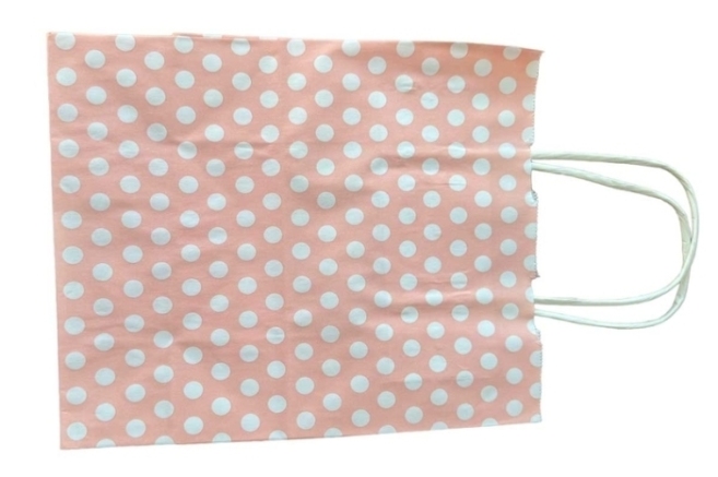 23x18x10cm Polka Dot Paper Bag - Powder Pink - 25 Pieces - 3