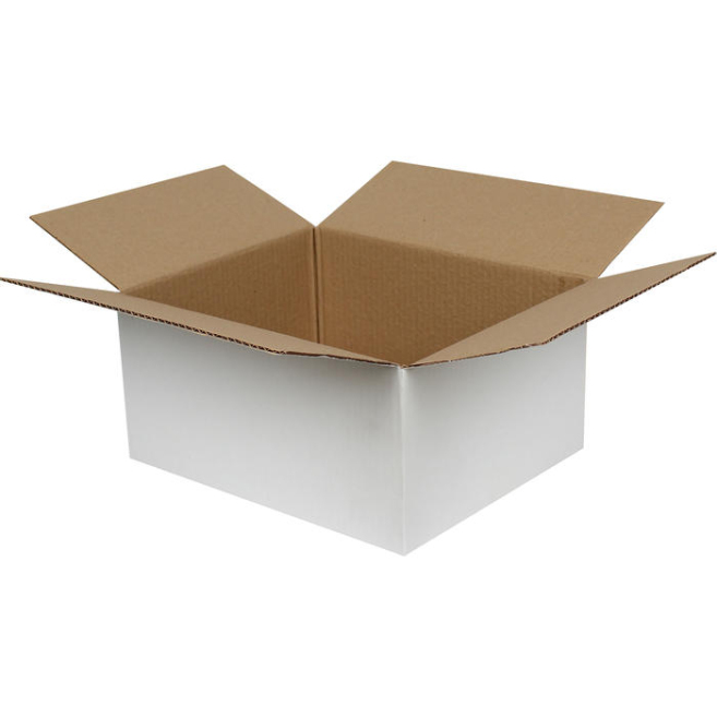 30x25x15cm Single Corrugated Box - White - 2