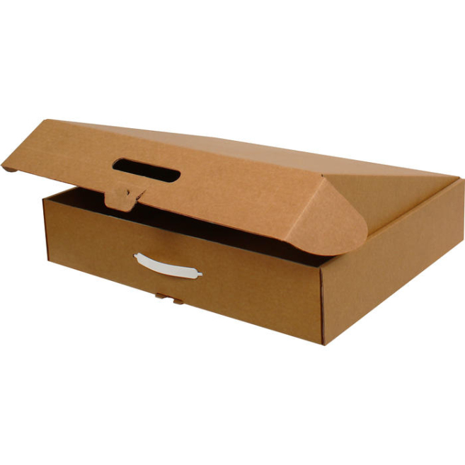 50x40x10cm Double Slotted Locked Box with Handles - Kraft - 2