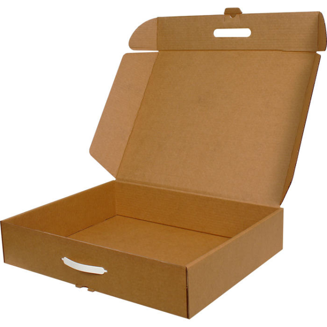 50x40x10cm Double Slotted Locked Box with Handles - Kraft - 1